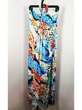 VENUS Multi Colored Animal Print Halter Top Maxi Dress Size M